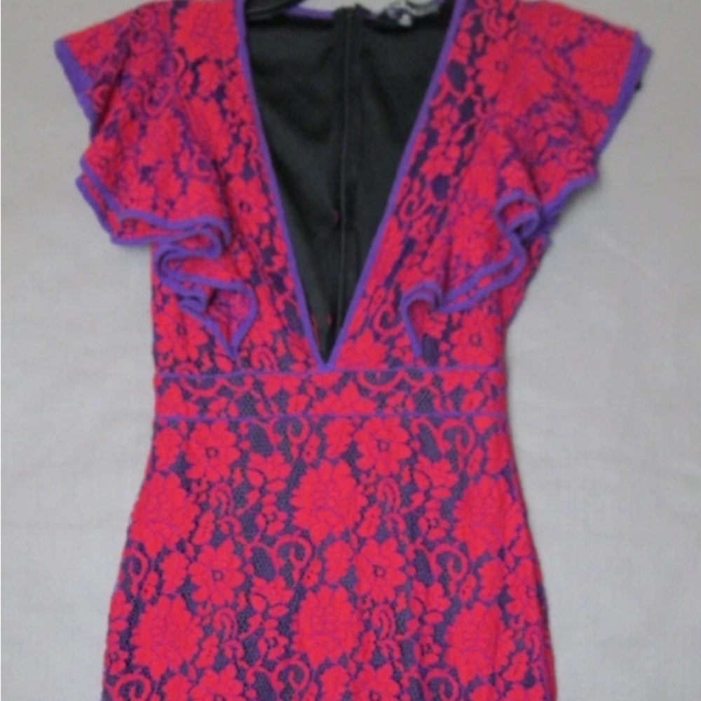 Elegant Purple and Fuscia Lace Women's mini dress